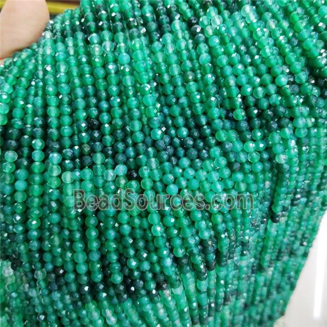 Natural Agate Beads Green Dye Faceted Round