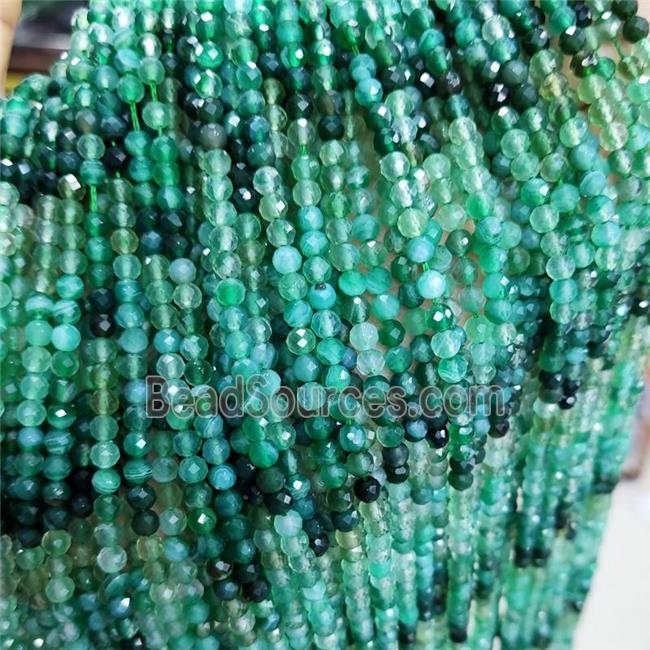 Natural Green Agate Beads Dye Faceted Round