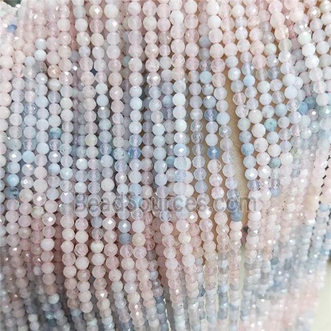 Natural Morganite Beads Multicolor Faceted Round