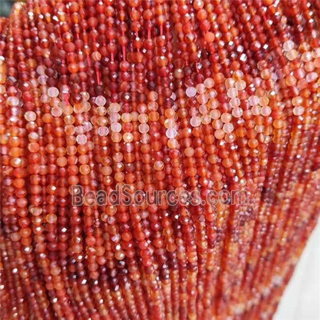 Natural Red Carnelian Agate Beads Faceted Round