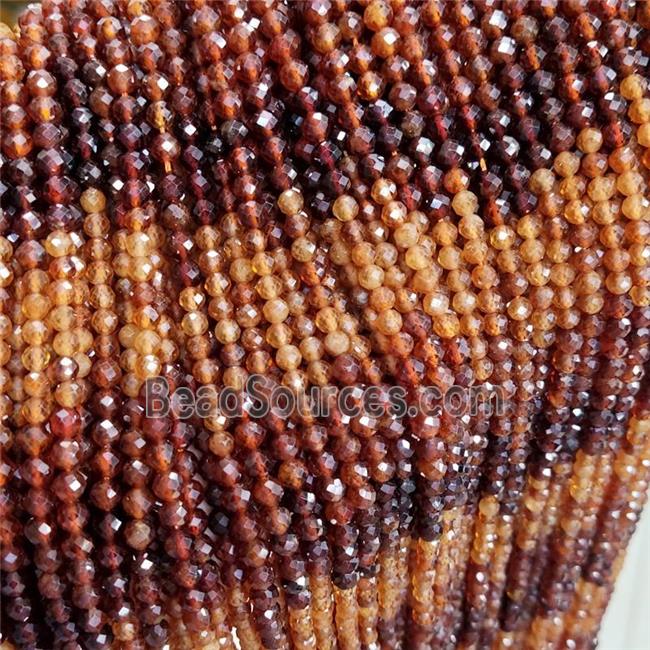 Natural Orange Garnet Beads Tiny Faceted Round