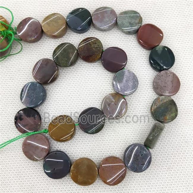 Natural Indian Agate Coin Beads Multicolor Twist