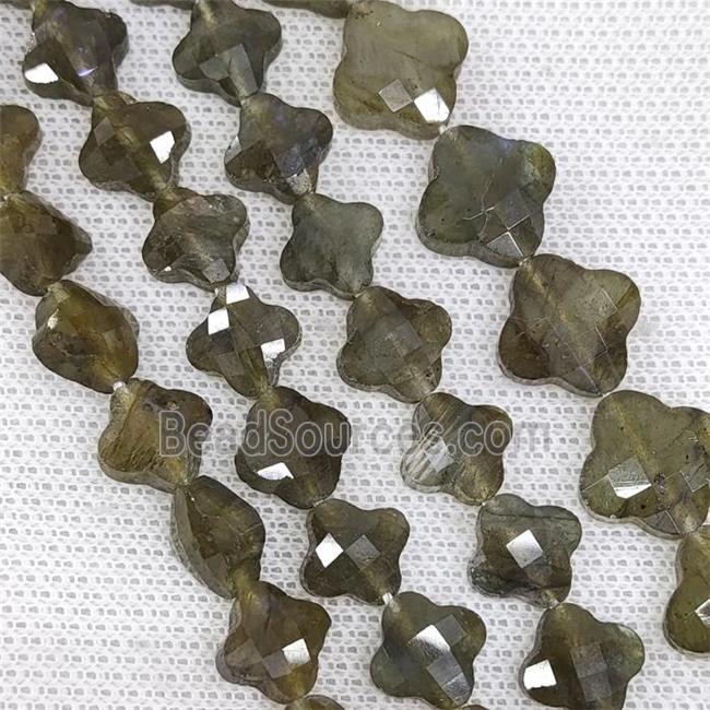 Natural Labradorite Clover Beads Faceted