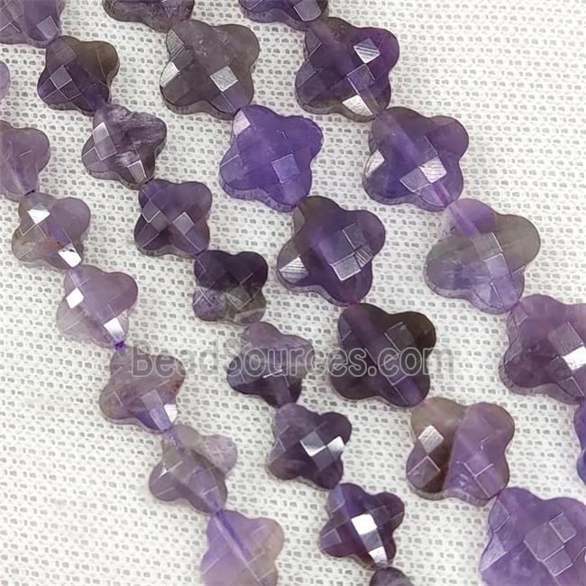 Natural Purple Amethyst Clover Beads Faceted