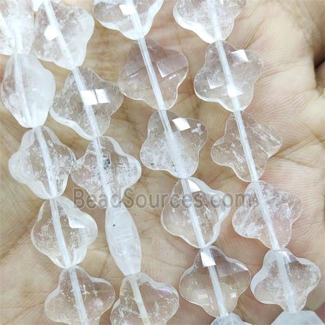 Natural Clear Quartz Clover Beads Faceted