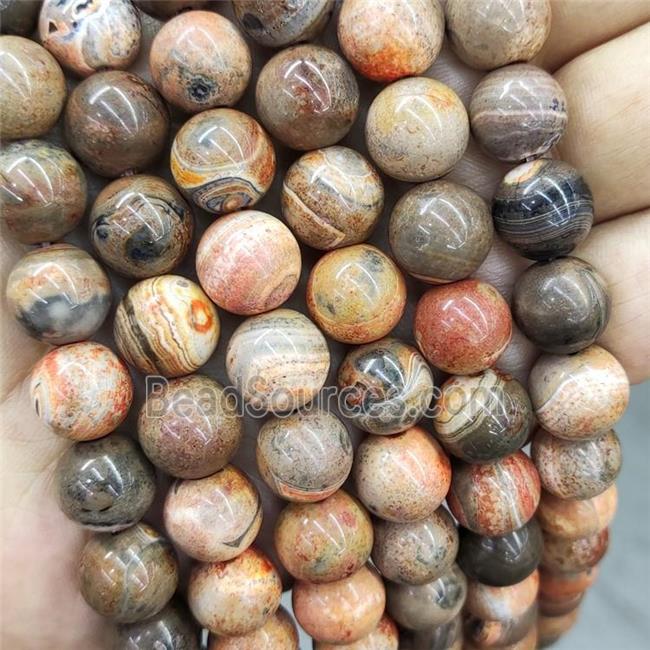 Natural Agate Beads Orange Dye Smooth Round