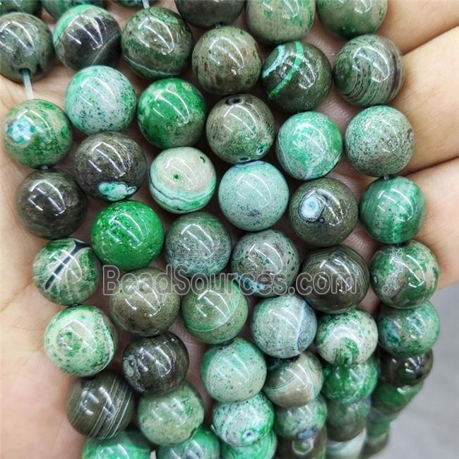 Natural Agate Beads Green Dye Smooth Round