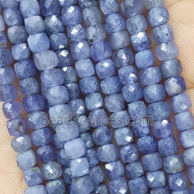 Natural Tanzanite Beads Blue AA-Grade Faceted Cube