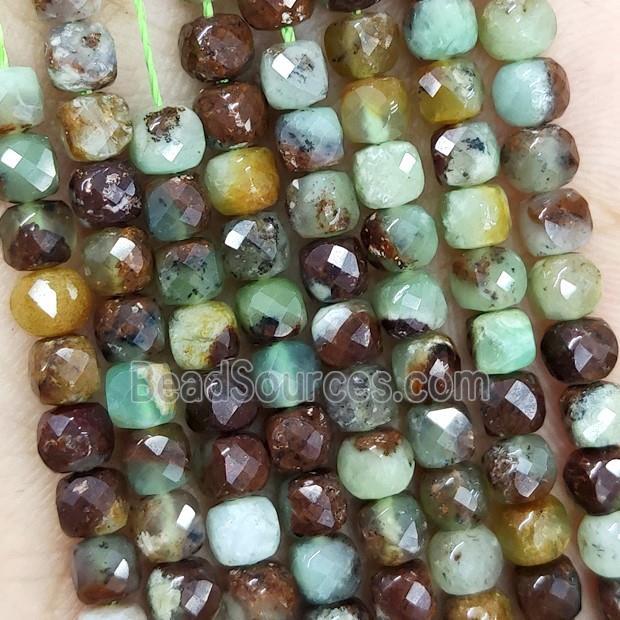 Natural Australian Chrysoprase Beads Green C-Grade Faceted Cube