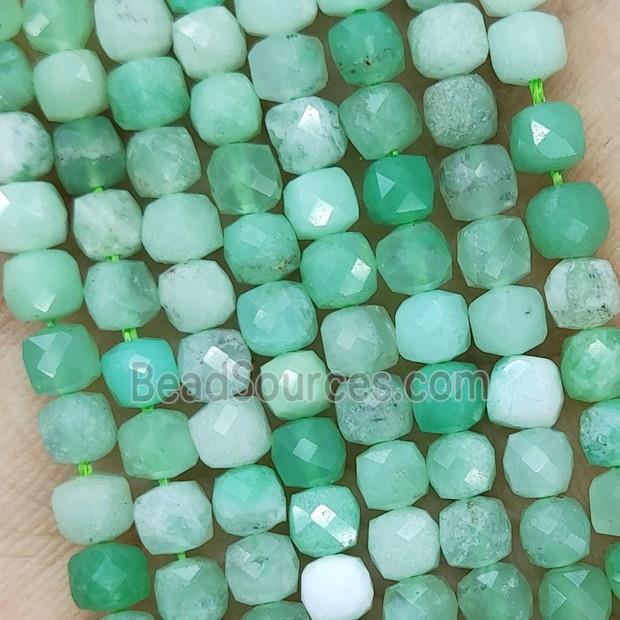 Natural Australian Chrysoprase Beads A-Grade Green Faceted Cube