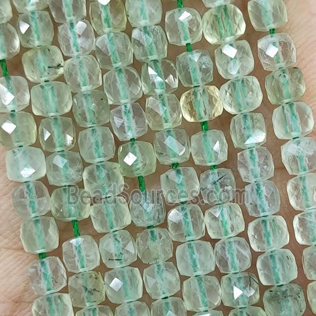 Natural Green Prehnite Beads A-Grade Faceted Cube