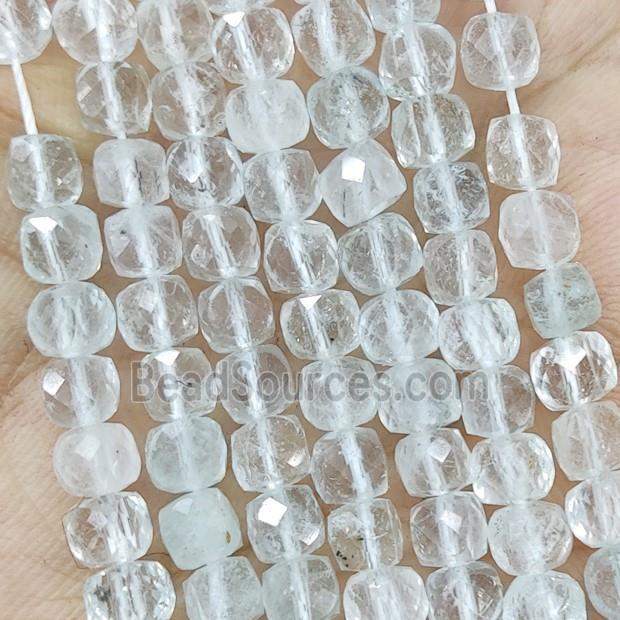 Natural Topaz Beads Clear Faceted Cube