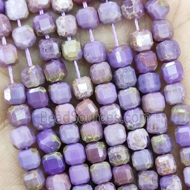 Natural Phosphosiderite Beads Lavender Faceted Cube