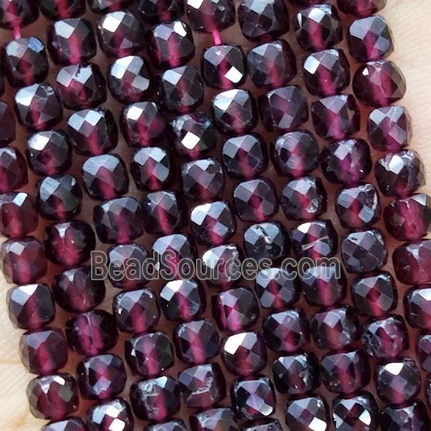 Natural Garnet Beads Purple Faceted Cube