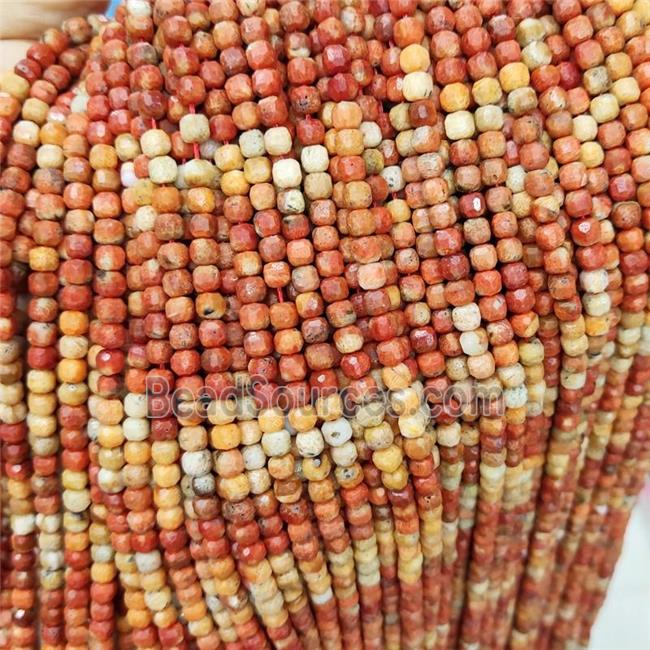 Natural Coral Beads Orange Faceted Cube