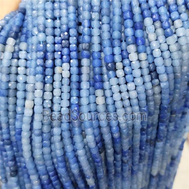 Natural Blue Aventurine Beads Faceted Cube