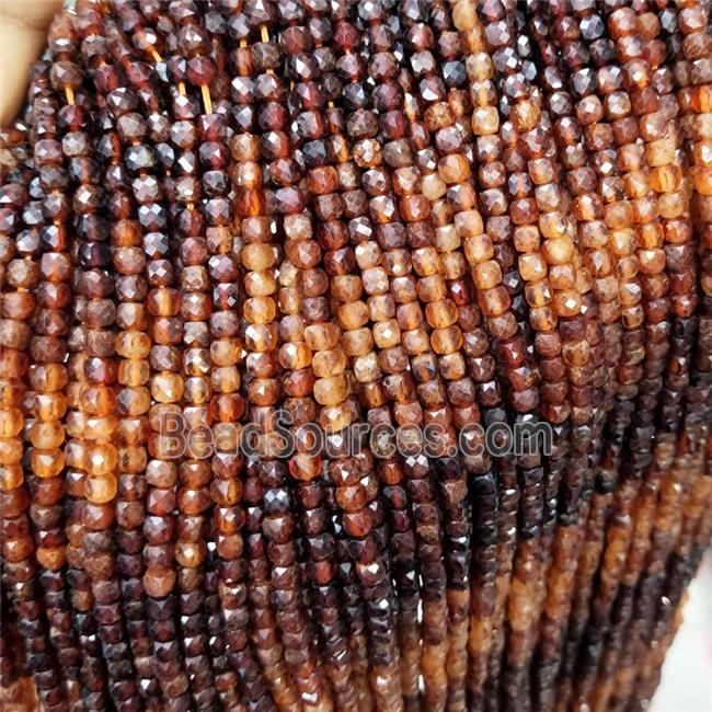 Natural Orange Garnet Beads Faceted Cube