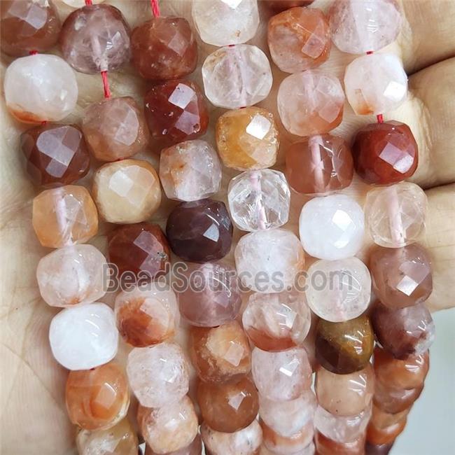 Natural Red Hematoid Quartz Beads Faceted Cube