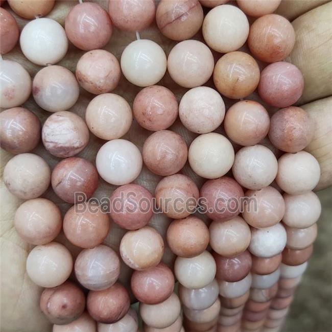 Natural Pink Aventurine Beads Smooth Round