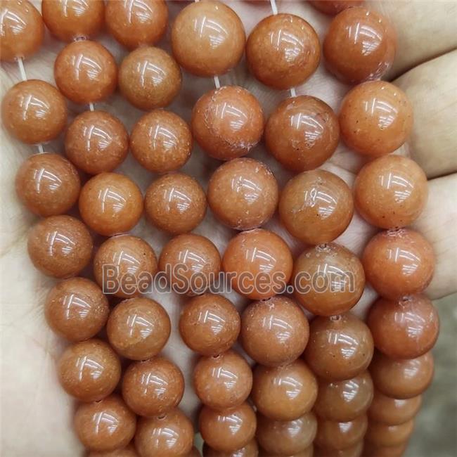 Natural Red Aventurine Beads Smooth Round