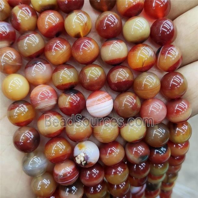 Natural Agate Beads Red Dye Smooth Round