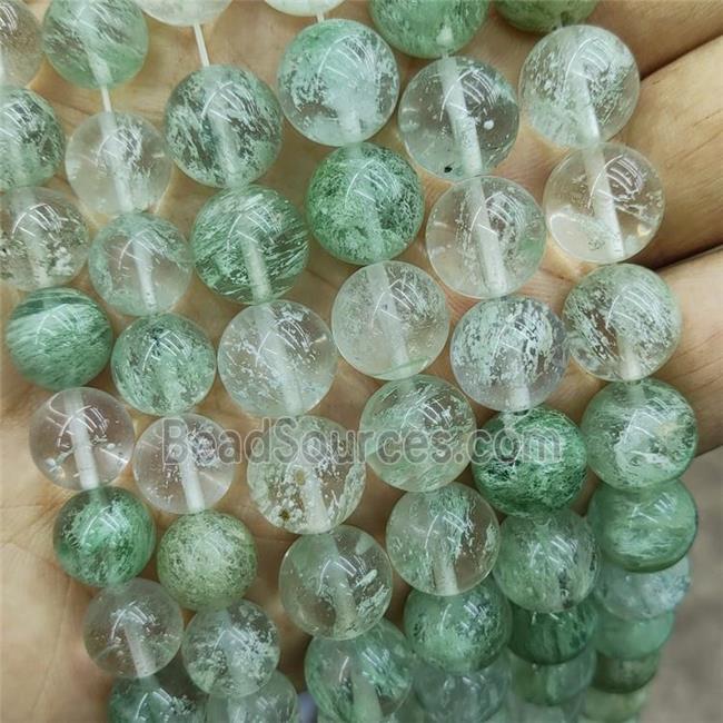 Synthetic Quartz Beads Lt.green Smooth Round