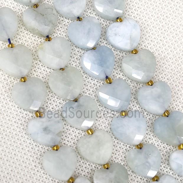 Natural Blue Aquamarine Beads Faceted Heart