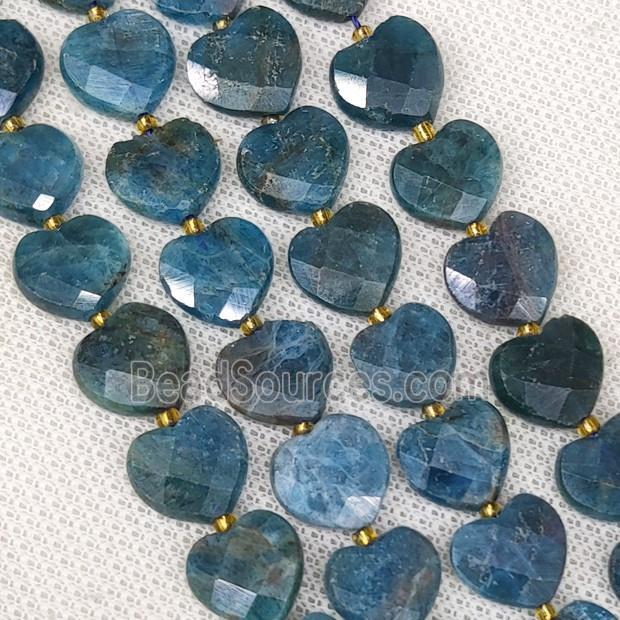 Natural Blue Apatite Heart Beads Faceted