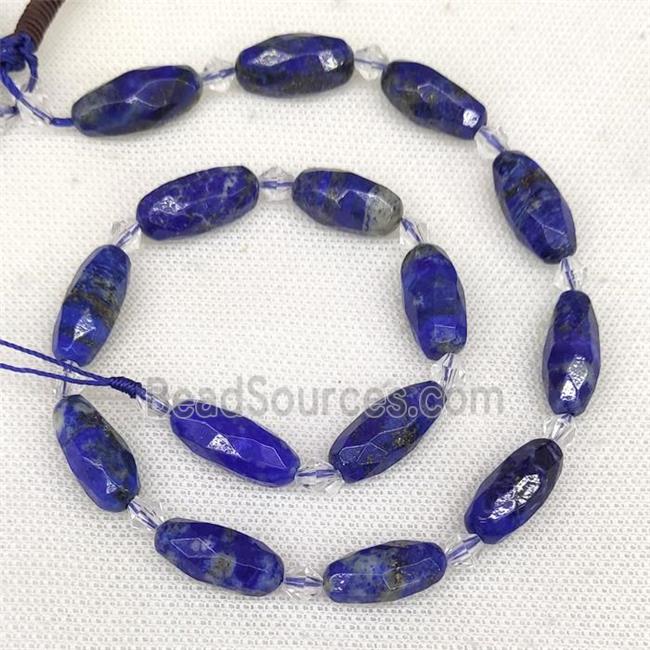 Natural Lapis Lazuli Rice Beads Blue Faceted