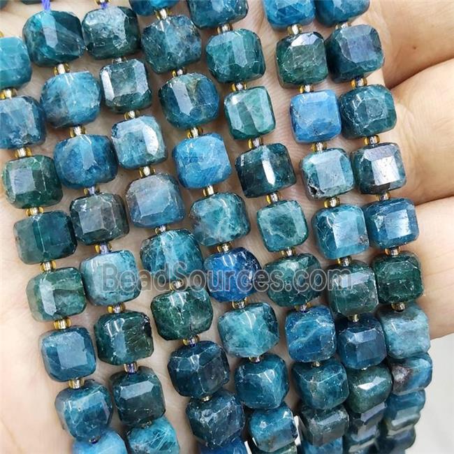 Natural Apatite Beads Blue Faceted Cube