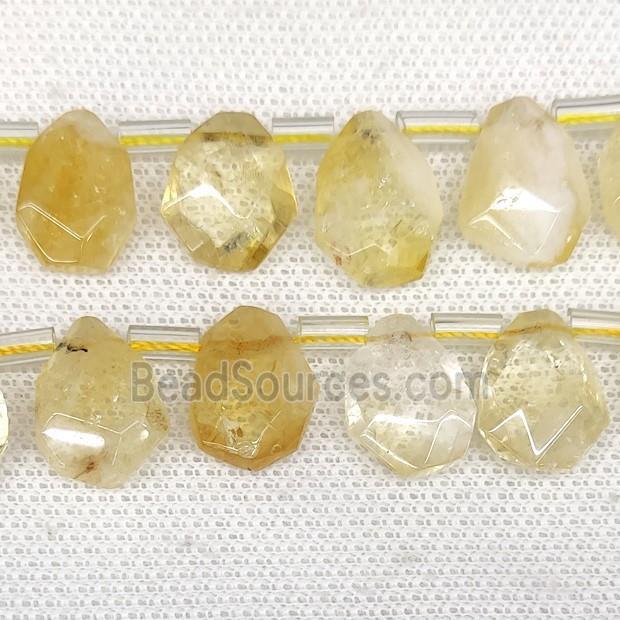 Natural Yellow Citrine Beads Faceted Teardrop Topdrilled