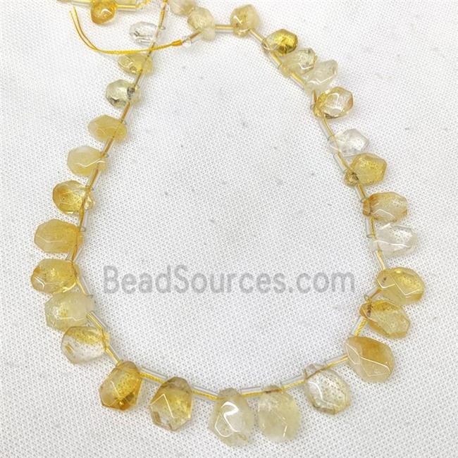 Natural Yellow Citrine Beads Faceted Teardrop Topdrilled