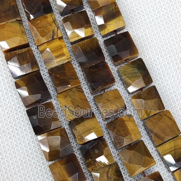 Natural Tiger Eye Stone Beads Faceted Square