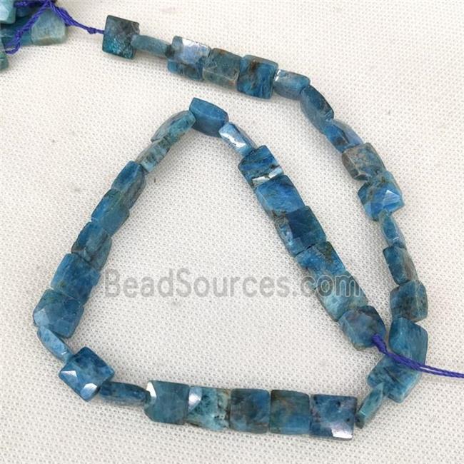 Natural Apatite Beads Blue Faceted Square