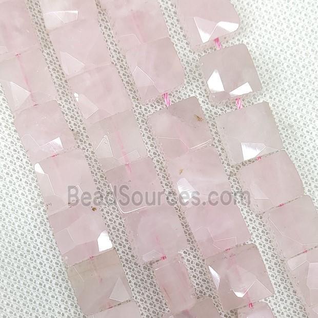 Natural Rose Quartz Beads Pink Faceted Square