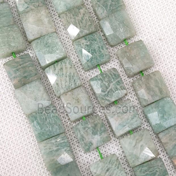 Natural Green Amazonite Beads Faceted Square