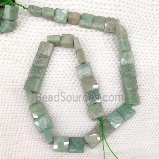 Natural Green Amazonite Beads Faceted Square