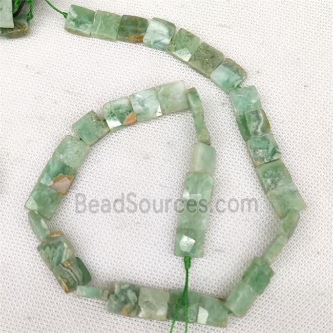 Natural Green Quartz Square Beads Faceted