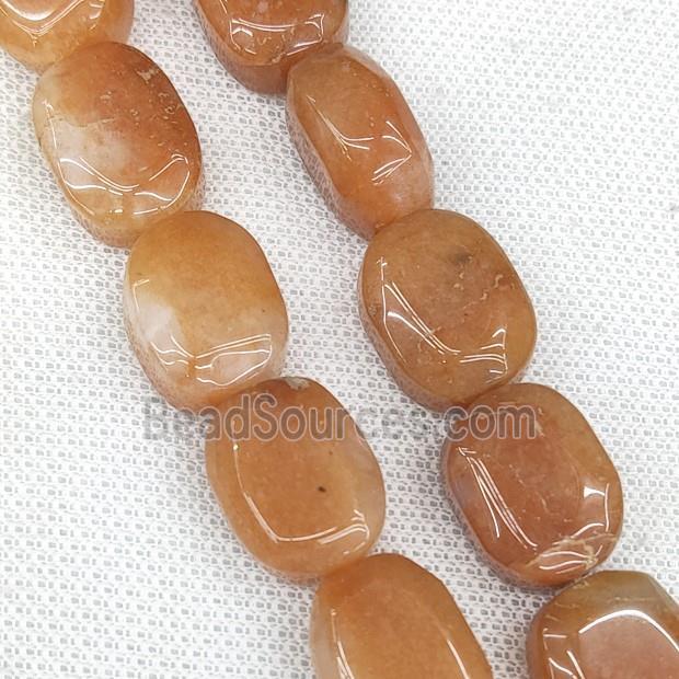 Natural Peach Aventurine Oval Beads