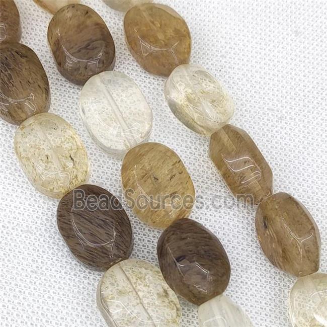 Synthetic Quartz Oval Beads Coffee