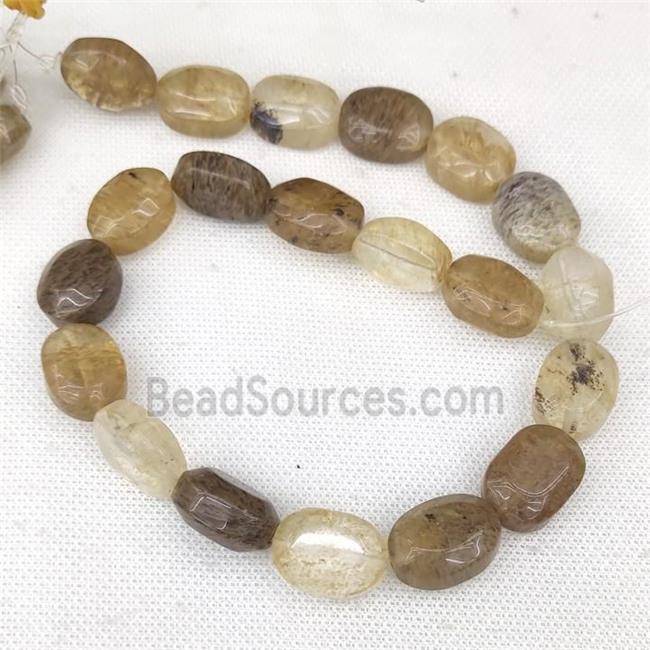 Synthetic Quartz Oval Beads Coffee