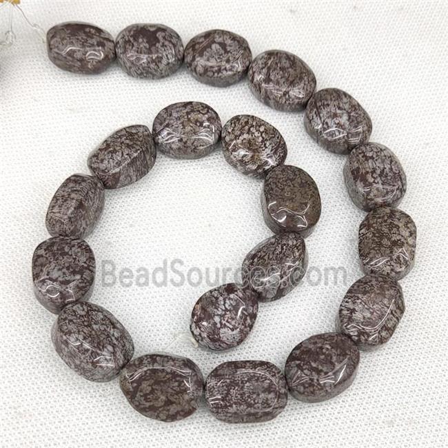 Natural Red Snowflake Jasper Oval Beads