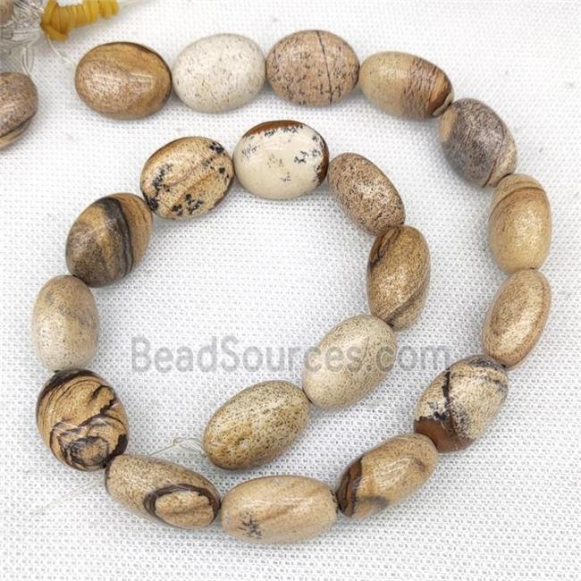 Natural Picture Jasper Oval Beads