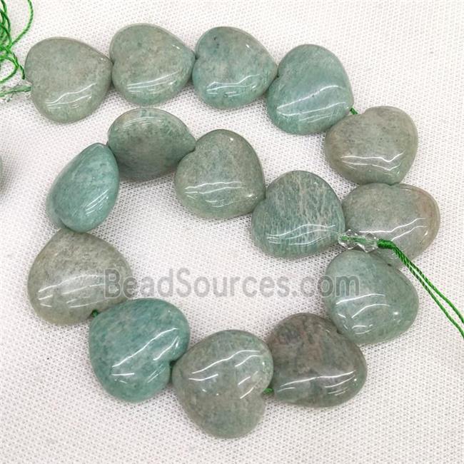 Natural Green Amazonite Heart Beads