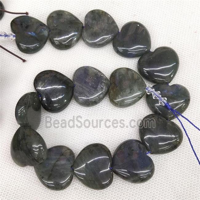 Natural Labradorite Heart Beads