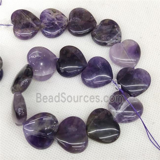 Natural Purple Amethyst Heart Beads