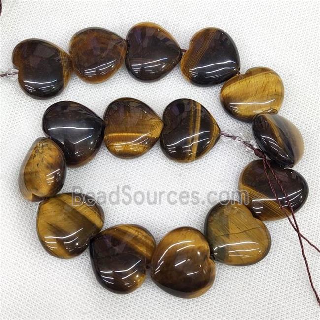 Natural Tiger Eye Stone Heart Beads