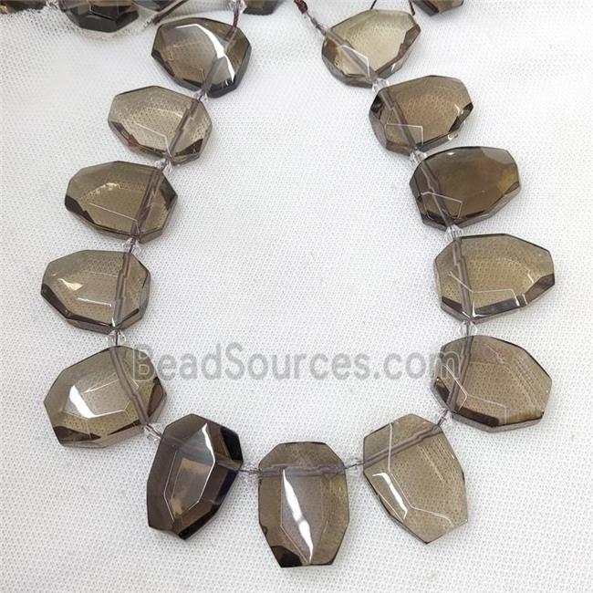 Natural Smoky Quartz Slice Beads Topdrilled Faceted