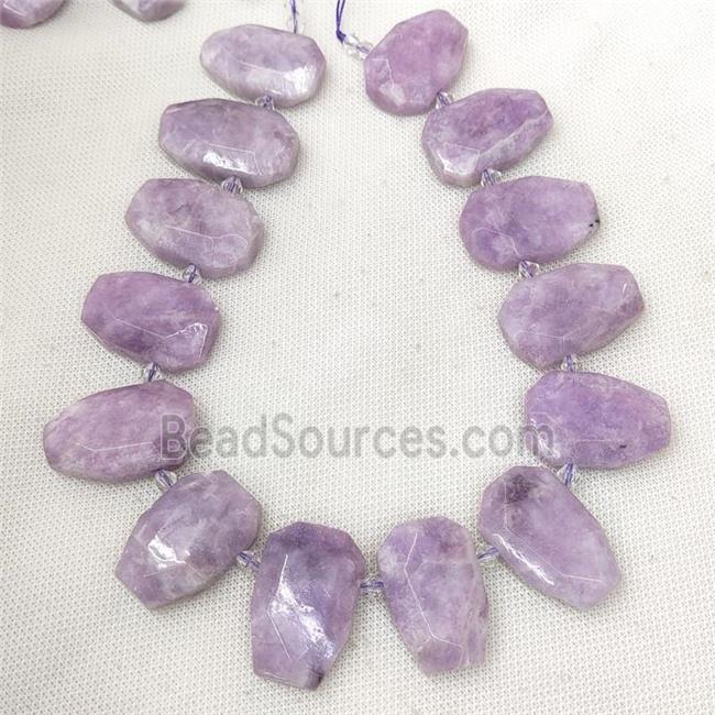 Natural Purple Lepidolite Slice Beads Topdrilled Faceted