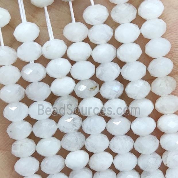 Natural White Moonstone Beads Faceted Rondelle